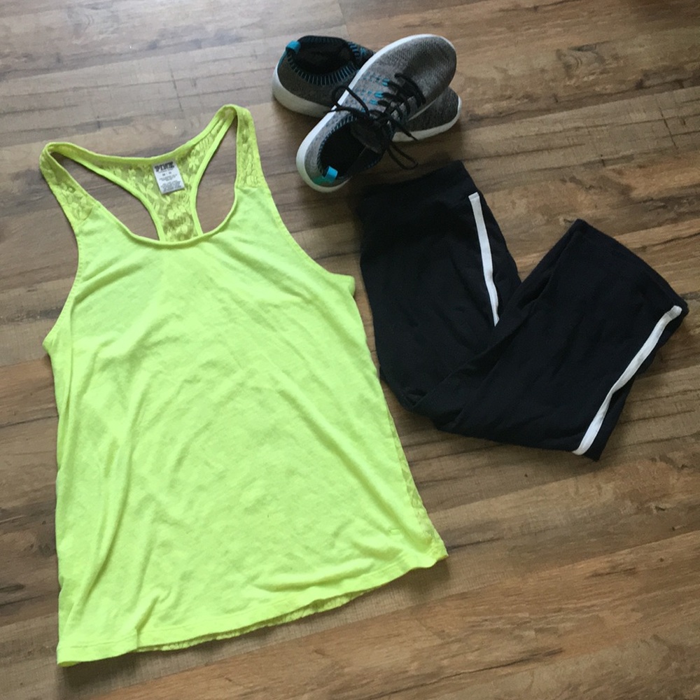 PINK Yellow Workout Tank - Picture 1 of 3